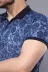 Çiçek Desenli Mavi Polo Yaka T-shirt | Wessi 2
