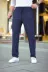 Erkek Cizgili Dokuma Krep Jogger Buggy Pantalon Rahat Kalıp - Lacivert - S - Lacivert 1