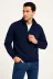 Erkek Dik Yaka Sweatshirt Dik Yaka Yarım Fermuarlı 3 İplik Şardonlu Pamuk Kumaş - Lacivert - XL - Lacivert 1