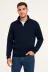 Erkek Dik Yaka Sweatshirt Dik Yaka Yarım Fermuarlı 3 İplik Şardonlu Pamuk Kumaş - Lacivert - XL - Lacivert 4