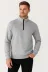 Erkek Dik Yaka Sweatshirt Dik Yaka Yarım Fermuarlı 3 İplik Şardonlu Pamuk Kumaş - Gri - L - Gri 3