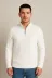 Erkek Yarım Fermuarlı Triko Kazak – Selanik Örgü, Dik Yaka, Pamuklu Dokuma, Regular Fit Uzun Kollu Kışlık Model - Beyaz - 2XL - Beyaz 2
