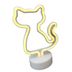 ETT 562741425916 Neon Işıklı Kedi Lamba Pil+Usb Pembe Işık 2