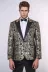 Slim Fit Altın Şal Desenli Siyah Erkek Smokin Blazer 2
