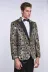 Slim Fit Altın Şal Desenli Siyah Erkek Smokin Blazer 3