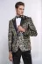 Slim Fit Altın Şal Desenli Siyah Erkek Smokin Blazer 4