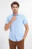 Slim Fit Kısa Kollu Terikoton Mavi Erkek Gömlek - Wessi - M / Mavi 1